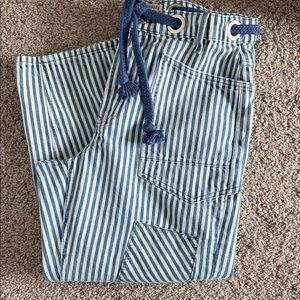 We The Free Blue and White Striped Barrel Jeans